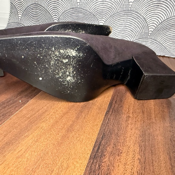 Prada Brown Suede Pointed Block Heel Pumps - Picture 7 of 9